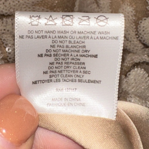 NWT Belle Badgley Mischka cream floral sequin halter mini dress formal party 8 - Picture 6 of 13